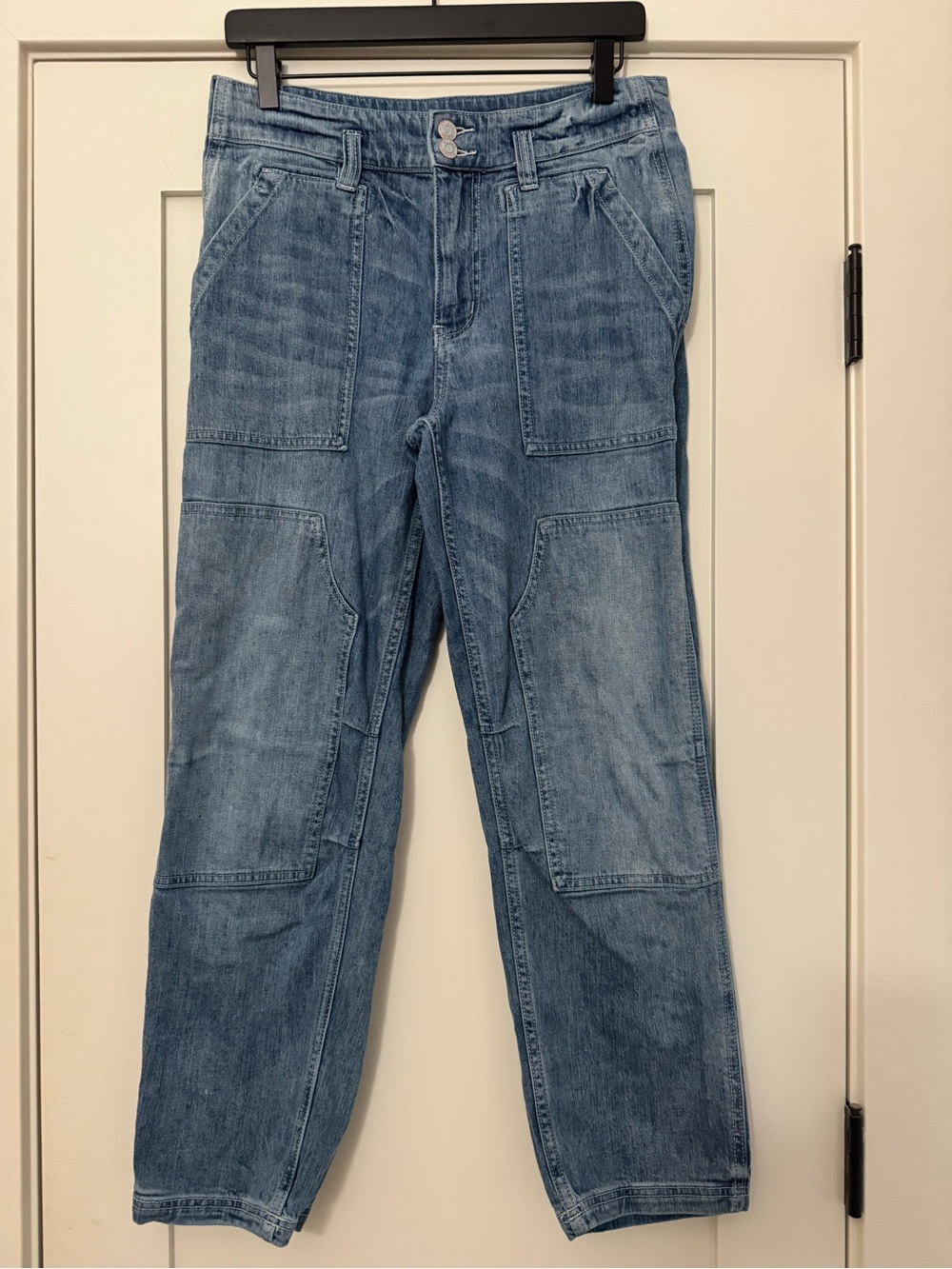 Pilcro and the Letterpress Light Blue Cropped Patch Pocket Jeans